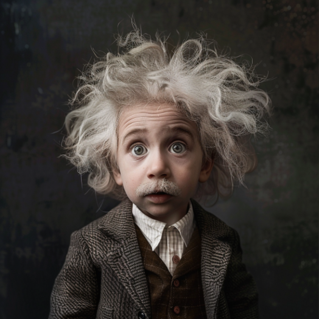 Einstein as a fiver year old - AI generated